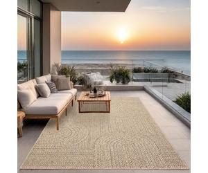 the carpet Kansas - Tapis intérieur Confortable et élégant pour Salon, Chambre ou Couloir, Doux et Chaleureux, Facile à Nettoyer, Style Jute Naturel, également adapté pour l’extérieur, 80 x 150 cm