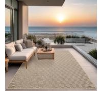 the carpet Kansas - Tapis pour l'intérieur et l'extérieur Robuste au Look Naturel de Jute, résistant aux intempéries, Convient pour la terrasse et Le Jardin, Losange, 120 x 170 cm