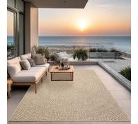 the carpet Kansas - Tapis pour l'intérieur et l'extérieur Robuste au Look Naturel de Jute, résistant aux intempéries, Convient pour la terrasse et Le Jardin, 140 x 200 cm