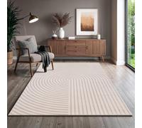 Tapis Salon - The Carpet - Knight - Velours Doux - Effet 3D - Détails Brillants - Beige - 80x150 cm