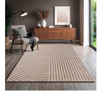 the carpet Knight - Tapis salon premium, poils courts doux, effet 3D, détails brillants, Beige foncé, 80 x 150 cm, D23