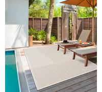 the carpet Lagos Tapis d'extérieur Robuste, Moderne, résistant aux intempéries et aux UV, adapté pour Le Balcon, la terrasse et Le Jardin d'hiver, tissé à Plat, Crème 2, 80 x 150 cm