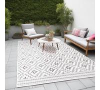 the carpet Lagos Tapis d'extérieur Robuste, Moderne, résistant aux intempéries et aux UV, adapté pour Le Balcon, la terrasse et Le Jardin d'hiver, tissé à Plat, Crème 3, 160 x 230 cm