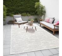 the carpet Lagos Tapis d'extérieur Robuste, Moderne, résistant aux intempéries et aux UV, adapté pour Le Balcon, la terrasse et Le Jardin d'hiver, tissé à Plat, Crème 4, 60 x 110 cm