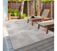 the carpet Lagos Tapis d'extérieur Robuste, Moderne, résistant aux intempéries et aux UV, adapté pour Le Balcon, la terrasse et Le Jardin d'hiver, tissé à Plat, Crème 1, 160 x 230 cm