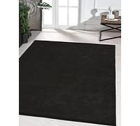 the carpet Marley, Tapis Élégant de Designer, Tapis de Salon, À Poils Courts, Doux, Facile d'entretien, Élégant, Uni, Noir, 80 x 150 cm