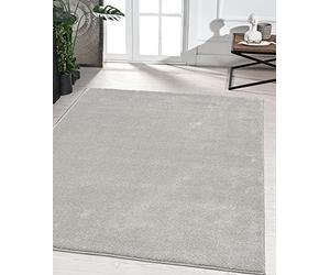the carpet Marley, Tapis Élégant de Designer, Tapis de Salon, À Poils Courts, Doux, Facile d'entretien, Élégant, Uni, Argent, 160 x 230 cm