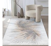 the carpet Mila Tapis Moderne à Poils Courts, pour Salon, Chambre à Coucher, avec Une Brillance élégante, Fibre Brillante, Effet Profond, Gris crème, 240 x 340 cm