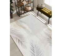 the carpet Mila Tapis Moderne Dense à Poils Courts, Salon, Chambre à Coucher, Brillance élégante, Fibre Brillante, Effet très Profond, Plume, Creme, 120 x 170 cm