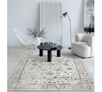 the carpet Mila Tapis Moderne Dense à Poils Courts, Salon, Chambre à Coucher, Brillance élégante, Fibre Brillante, Effet très Profond, Bordure, Creme, 80 x 300 cm