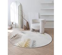 the carpet Mila Tapis Moderne Dense à Poils Courts, Salon, Chambre à Coucher, Brillance élégante, Fibre Brillante, Effet très Profond, Plume, Creme, 200 cm Rund