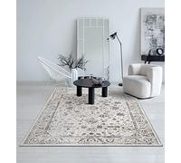 the carpet Mila Tapis Moderne Dense à Poils Courts, Salon, Chambre à Coucher, Brillance élégante, Fibre Brillante, Effet très Profond, Bordure, Creme, 240 x 340 cm