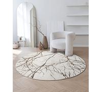 the carpet Mila Tapis moderne pour salon, élégant et brillant, à poils courts, crème avec motif flash doré, 200 x 300 cm, rond