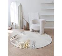 the carpet Mila Tapis - tapis de salon moderne à poils courts avec effet 3D haut-bas, effet brillant et surface douce, compatible avec le chauffage au sol, plume, gris, 200 cm, rond