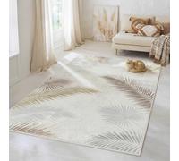 the carpet Mila Teppich - moderner Kurzflor Wohnzimmerteppich mit 3D Hoch-Tief-Effekt, Glanzeffekt & weicher Oberfläche, Fußbodenheizung geeignet, Feder, Creme, 80 x 300 cm