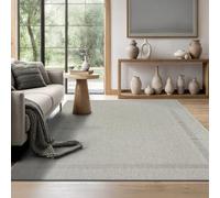 the carpet Mistra Tapis résistant tissé Plat Design Moderne idéal pour la Cuisine et la Salle à Manger Couleurs Tendance Extra Plat également pour l'extérieur Bordure Gris 160 x 220 cm