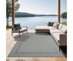 the carpet Mistra - Tapis d’intérieur Moderne, Durable et Facile à Nettoyer, idéal pour Salon, Cuisine ou Salle à Manger, utilisable Aussi en extérieur, Gris Bordure, 140 x 200 cm