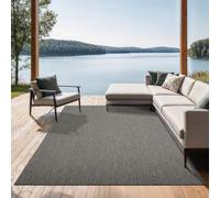 the carpet Mistra Tapis résistant tissé Plat Design Moderne idéal pour Cuisine et Salle à Manger Couleurs Tendance Extra Plat également pour l'extérieur Anthracite 80 x 150 cm