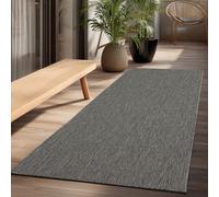 the carpet Mistra Tapis résistant tissé Plat Design Moderne idéal pour Cuisine et Salle à Manger Couleurs Tendance Extra Plat également pour l'extérieur Anthracite 80 x 200 cm