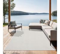 the carpet Mistra Tapis résistant tissé Plat Design Moderne idéal pour la Cuisine et la Salle à Manger Couleurs Tendance Extra Plat également pour l'extérieur Crème 160 x 220 cm