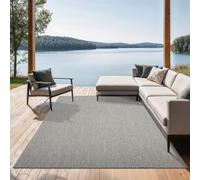 the carpet Mistra Tapis résistant tissé Plat Design Moderne idéal pour la Cuisine et la Salle à Manger Couleurs Tendance Extra Plat également pour l'extérieur Gris 80 x 150 cm