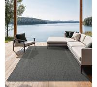 the carpet Mistra Tapis résistant tissé Plat Design Moderne idéal pour la Cuisine et la Salle à Manger Couleurs Tendance Extra Plat également pour l'extérieur Bordure Anthracite 160 x 220 cm