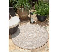 the carpet Mistra - Tapis Robuste, Moderne, Durable et Facile d'entretien, intérieur et extérieur, Salon, idéal pour la Cuisine, Le Couloir et la véranda, Tissage Plat, Nature, 120 cm Rond