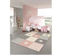 the carpet Monde Kids - Tapis enfant moderne velours doux facile d’entretien couleurs durables Rose 140 x 200 cm D42