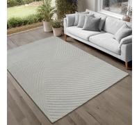 the carpet Parma Tapis Salon, Chambre à Coucher, adapté à l'extérieur, Poil Ras Moderne avec Effet Relief, Doux et Confortable, Gris, 133 x 190 cm