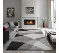 the carpet - Pearl - Tapis à Poils Courts et denses - Moderne - pour Salon et Chambre à Coucher - Découpe des Contours - Motif géométrique - Motif ondulé - Gris - 80 x 140 cm