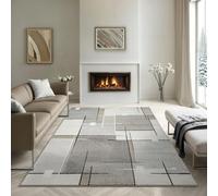 the carpet - Pearl - Tapis à Poils Courts et denses - Moderne - pour Salon et Chambre à Coucher - Découpe des Contours - Motif géométrique - À Carreaux - Beige - 240 x 330 cm