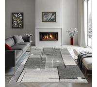 the carpet - Pearl - Tapis à Poils Courts et denses - Moderne - pour Salon et Chambre à Coucher - Découpe des Contours - Motif géométrique - À Carreaux - Gris - 120 x 160 cm