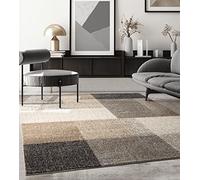 the carpet - Pearl - Tapis à Poils Courts et denses - Moderne - pour Salon et Chambre à Coucher - Découpe des Contours - Motif géométrique - À Carreaux - Beige - 240 x 330 cm