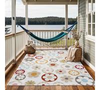 the carpet Porto Outdoor Tapis, Robuste, Design Moderne, Résistant aux intempéries & aux UV, Idéal pour Balcon, terrasse, véranda, Cuisine et Salle à Manger, Multi-5, 140 x 200 cm