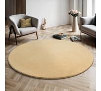 the carpet Relax Tapis Moderne Moelleux à Poils Courts, Dessous antidérapant, Lavable à 30 degrés, Super Doux, Aspect Fourrure, Or, 120 x 120 cm Rond