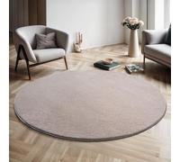 the carpet Relax Tapis à Poils Courts et Moelleux, Dessous antidérapant, Aspect Fourrure, Lavable jusqu'à 30 °C, Super Doux, Sable, 120 x 120 cm Rond
