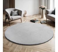 the carpet Relax - Tapis Moderne Moelleux à Poils Courts, antidérapant, Lavable Jusqu’à 30°C, Super Doux, Aspect Fourrure, pour Salon et Chambre, décoratif, Gris, 120 cm Rond