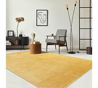 the carpet Relax - Tapis Moderne Moelleux à Poils Courts, antidérapant, Lavable Jusqu’à 30°C, Super Doux, Aspect Fourrure, pour Salon et Chambre, décoratif, Or, 140 x 200 cm