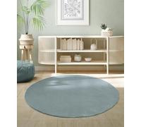 the carpet Relax - Tapis Moderne Moelleux à Poils Courts, antidérapant, Lavable Jusqu’à 30°C, Super Doux, Aspect Fourrure, pour Salon et Chambre, décoratif, Bleu, 160 cm Rond