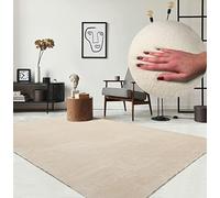 the carpet Relax Tapis Moderne à Poils Courts et Moelleux, Dessous antidérapant, Lavable à 30 degrés, Super Doux, Aspect Fourrure, Beige, 80 x 150 cm