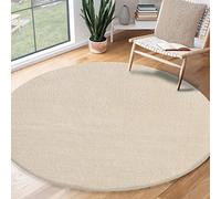 the carpet Relax Tapis Moderne Moelleux à Poils Courts, Dessous antidérapant, Lavable à 30 degrés, Super Doux, Aspect Fourrure, Beige, 120 x 120 cm Rond