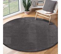the carpet Relax - Tapis Moderne Moelleux à Poils Courts, antidérapant, Lavable Jusqu’à 30°C, Super Doux, Aspect Fourrure, pour Salon et Chambre, décoratif, Anthracite, 160 cm Rond