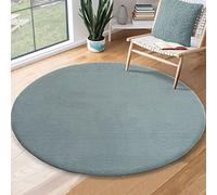 the carpet Relax Tapis à Poils Courts et Moelleux, Dessous antidérapant, Aspect Fourrure, Lavable jusqu'à 30 °C, Super Doux, Bleu, 120 x 120 cm Rond