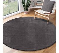 the carpet Relax Tapis Moderne Moelleux à Poils Courts, Dessous antidérapant, Lavable à 30 degrés, Super Doux, Aspect Fourrure, Anthracite, 200 x 200 cm Rond