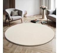 the carpet Relax - Tapis Moderne Moelleux à Poils Courts, antidérapant, Lavable Jusqu’à 30°C, Super Doux, Aspect Fourrure, pour Salon et Chambre, décoratif, Créme, 160 cm Rond