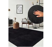 the carpet Relax tapis moelleux à poils courts, antidérapant, lavable à 30 degrés, Noir, 160 x 220 cm