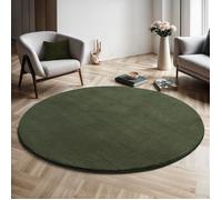 the carpet Relax tapis moelleux à poils courts, antidérapant, lavable à 30 degrés, Vert forêt, 200 cm Rond