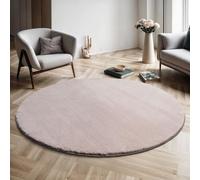 the carpet Relax Tapis Moelleux à Poils Courts, Dessous antidérapant, Lavable à 30 degrés, Super Doux, Aspect Fourrure, Blush, 200 cm Rond
