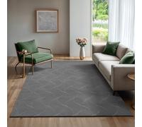 the carpet Rio - Tapis Salon Moderne et Doux avec Un Dos antidérapant et Une Apparence en 3D, Surface Moelleuse, Facile à Entretenir et résistant, Anthracite, 120 x 160 cm