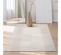 the carpet Santo Plus - Tapis d'extérieur de Haute qualité, adapté au Salon, à la Chambre et à la terrasse, résistant aux intempéries, Durable et Facile d'entretien, Crème, 300 x 400 cm